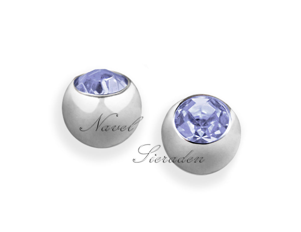 Bola de Rosca para Piercing de Ombligo – Circonita 5 mm – Acero Quirúrgico – Lila