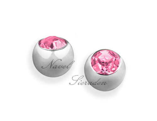 Bola de Rosca para Piercing de Ombligo – Circonita 5 mm – Acero Quirúrgico – Rosa