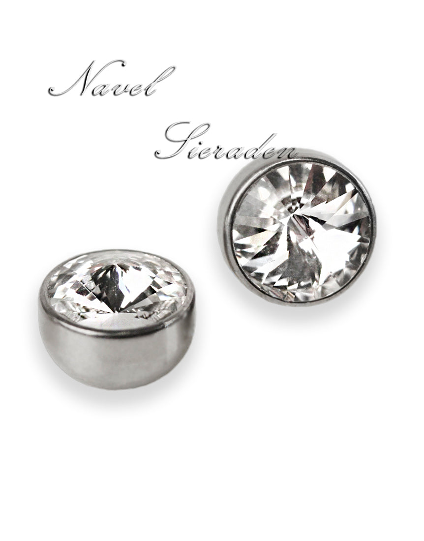 Bola de Rosca para Piercing de Ombligo – Media Bola Jeweled con Cristal Austriaco Transparente