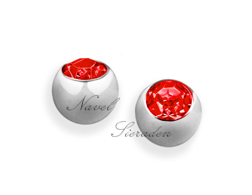 Bola de Rosca para Piercing de Ombligo – Circonita 5 mm – Acero Quirúrgico – Rojo Fuego