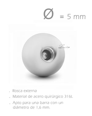 Bola de cierre de 5 mm de acero quirúrgico con zirconia transparente para piercing de ombligo