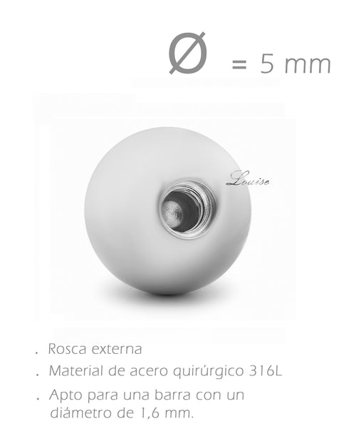 Bola de rosca de 5 mm de acero quirúrgico con circonita aqua AB con reflejos arcoíris