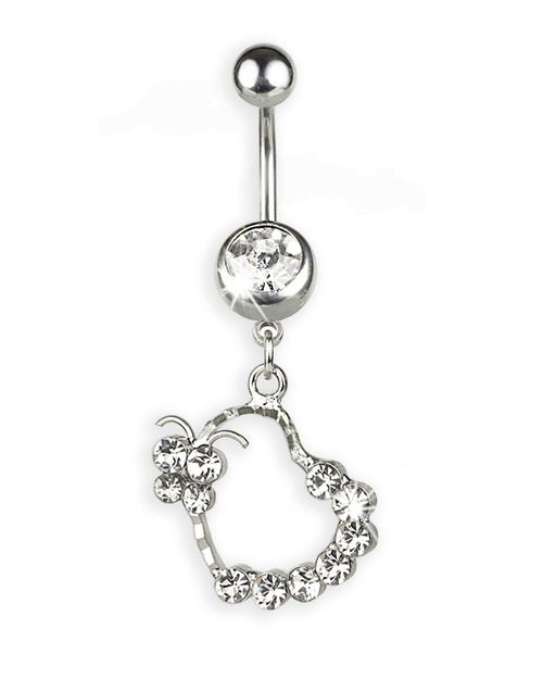 Piercing de ombligo con corazón y mariposa de strass
