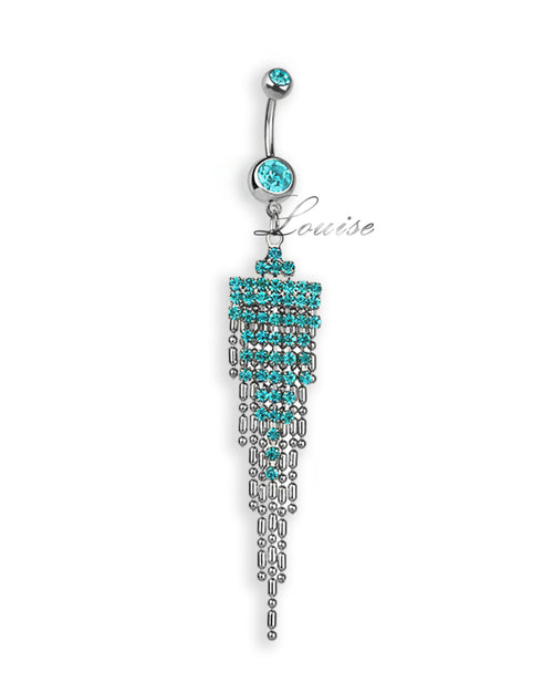Piercing de ombligo con colgante de zirconias aqua