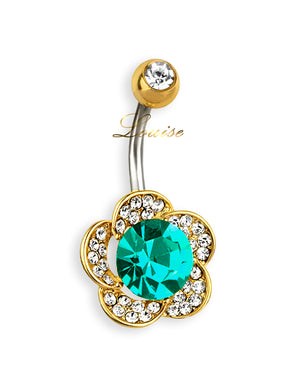 Piercing de ombligo doble joya con flor centelleante
