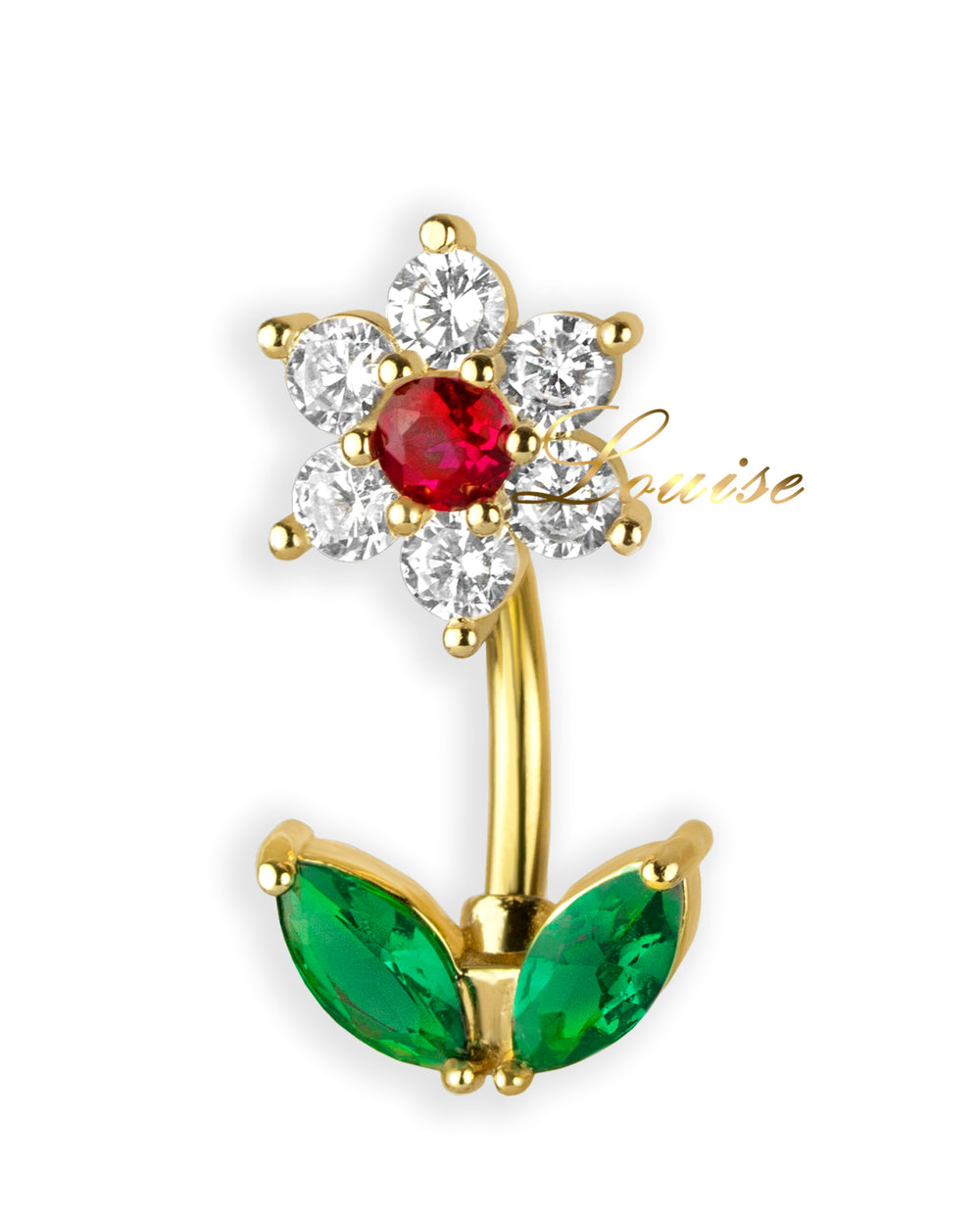 Piercing de Ombligo Chapado en Oro con Flor Elegante