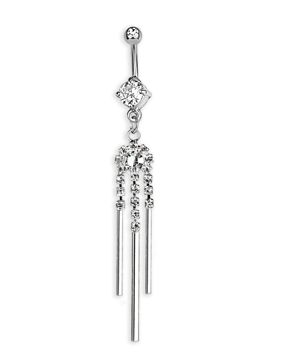 Piercing de ombligo con cadenitas de strass