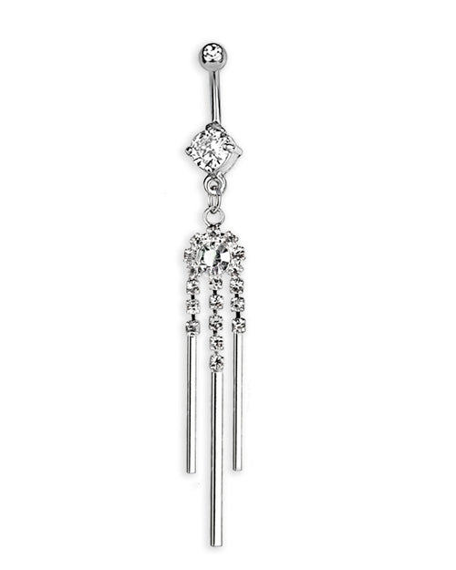 Piercing de ombligo con cadenitas de strass