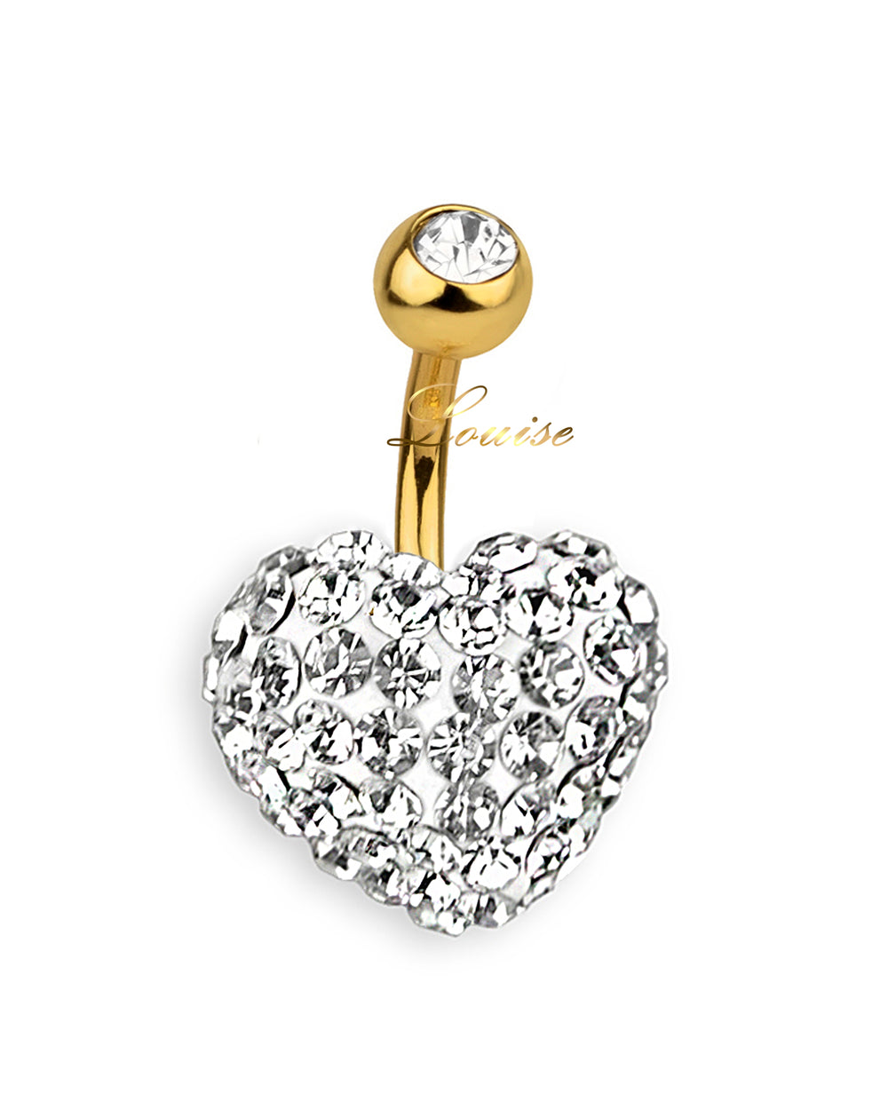Piercing de Ombligo Goldplated Corazón de Cristales 6mm