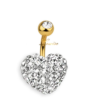 Piercing de Ombligo Goldplated Corazón de Cristales 6mm