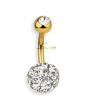 Piercing de Ombligo Goldplated con Bola de Cristales