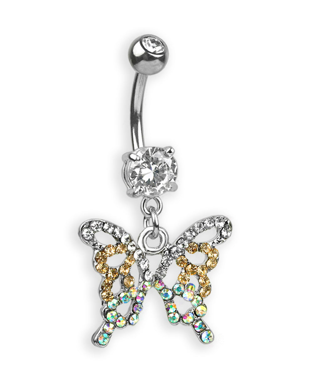 Piercing de ombligo lleno de circonitas centelleantes
