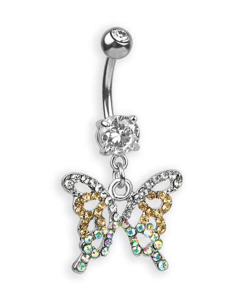 Piercing de ombligo lleno de circonitas centelleantes