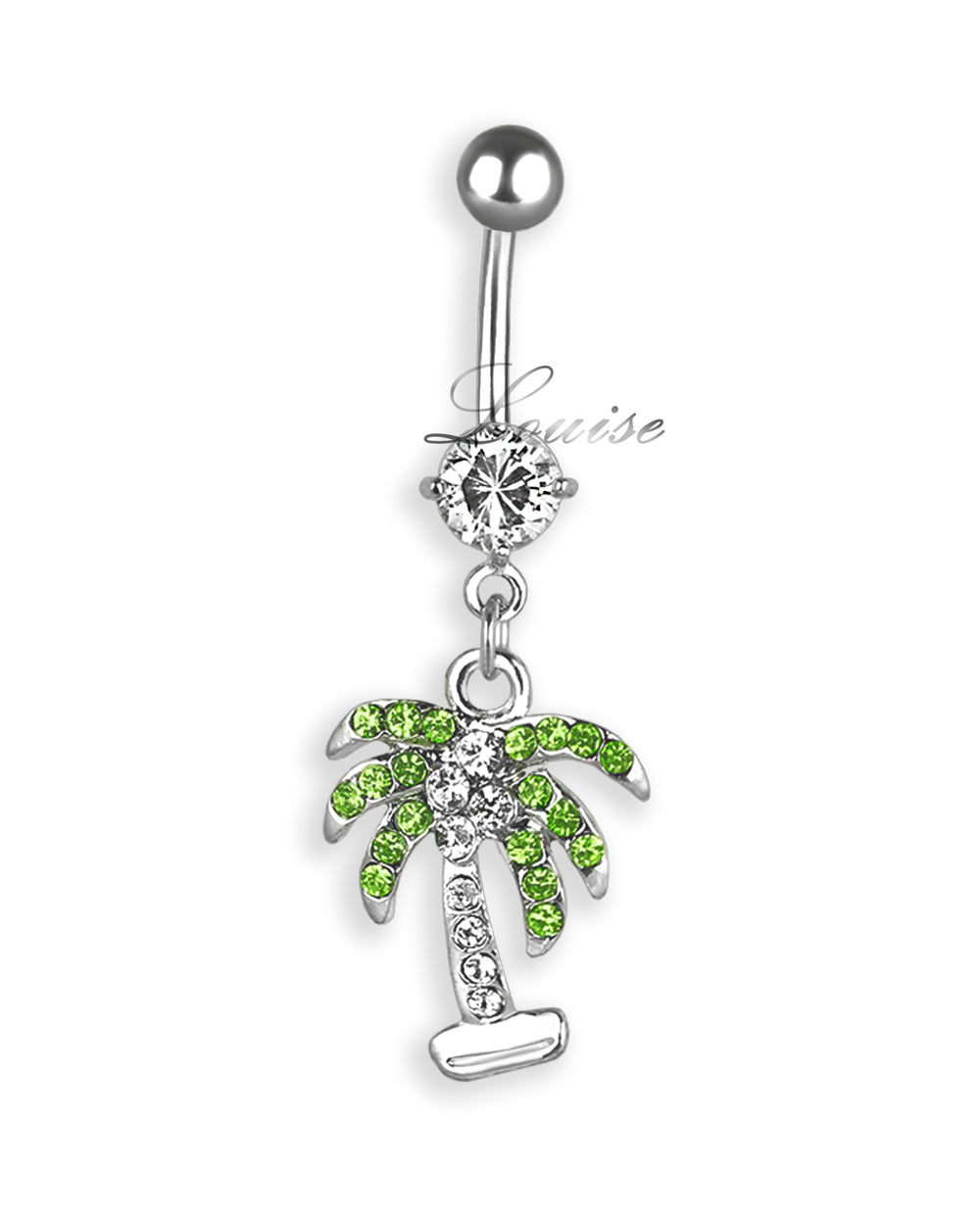 Piercing de ombligo con palmera de zirconias