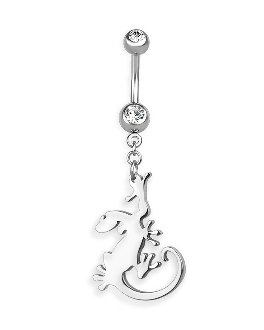 Piercing de ombligo doble joya con gecko de acero inoxidable