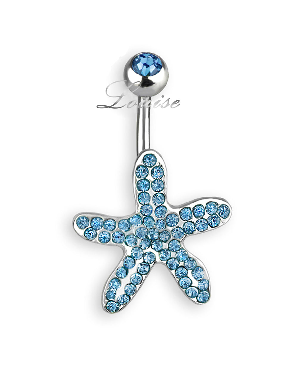 Piercing de Ombligo con Estrella de Mar y Strass Azul