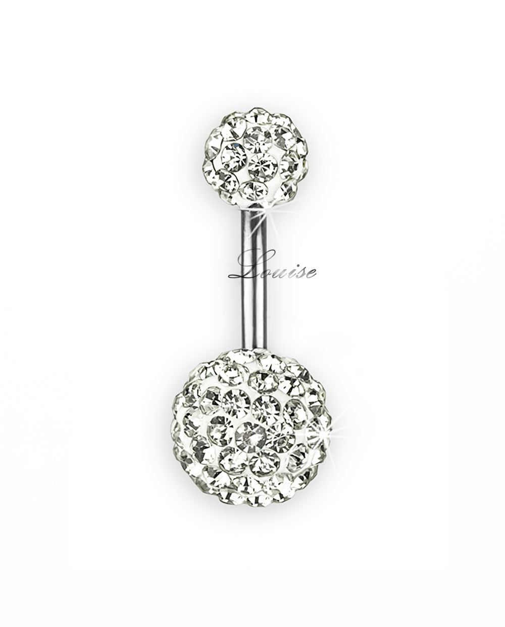 Piercing de Ombligo Dos Bolas de Cristales Transparentes