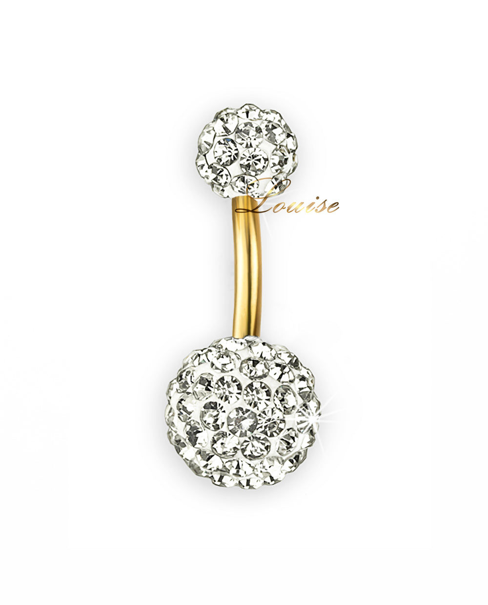 Piercing de Ombligo Goldplated Doble Bola de Cristales