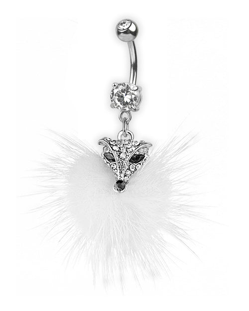 Piercing de ombligo doble joya con cabeza de zorro y circonitas