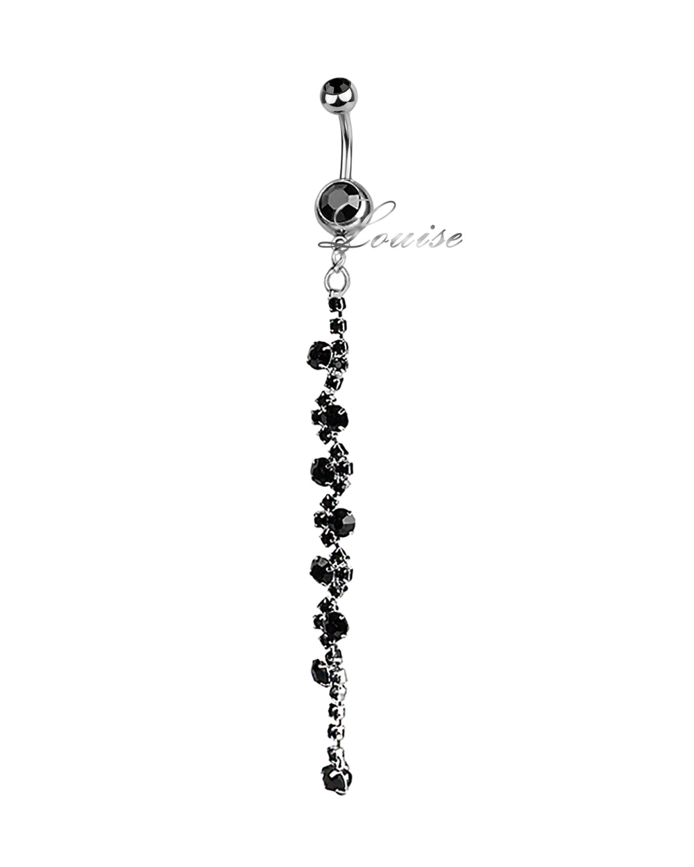 Piercing de Ombligo con Cadena de Strass Negro