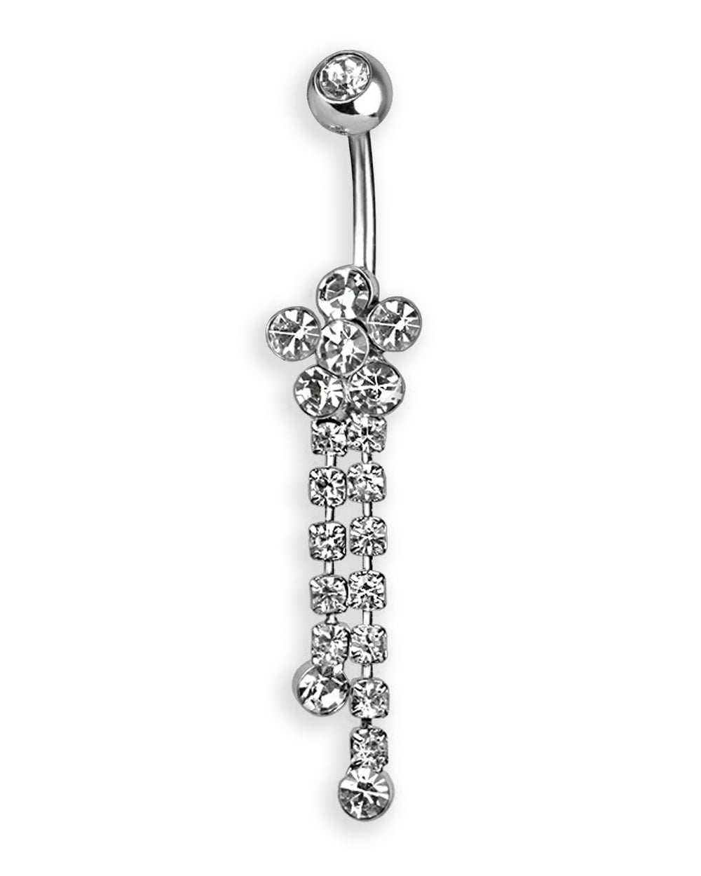 Piercing de ombligo con florecita de strass centelleante