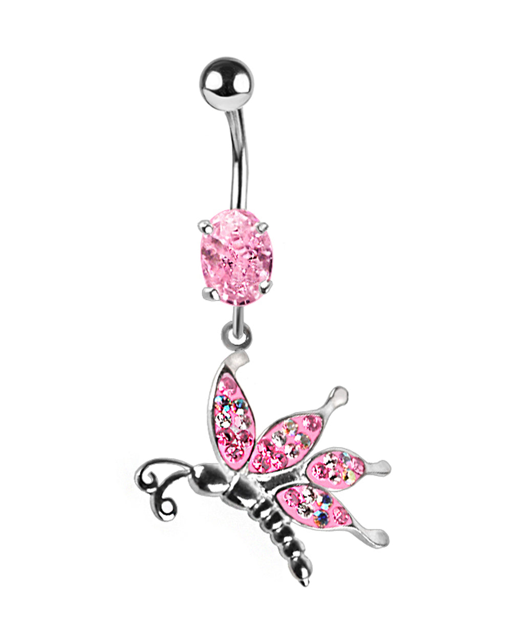 Piercing de Ombligo de Titanio con Mariposa de Plata y Cristales Swarovski