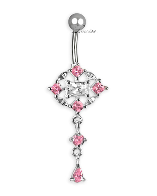 Piercing de Ombligo Titanio Colgante Plata 925 Fantasía con Zirconias