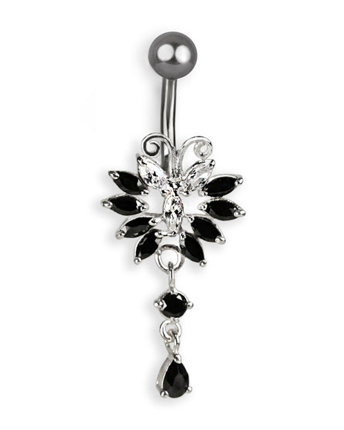 Piercing de Ombligo de Titanio con Mariposa de Plata y Zirconias