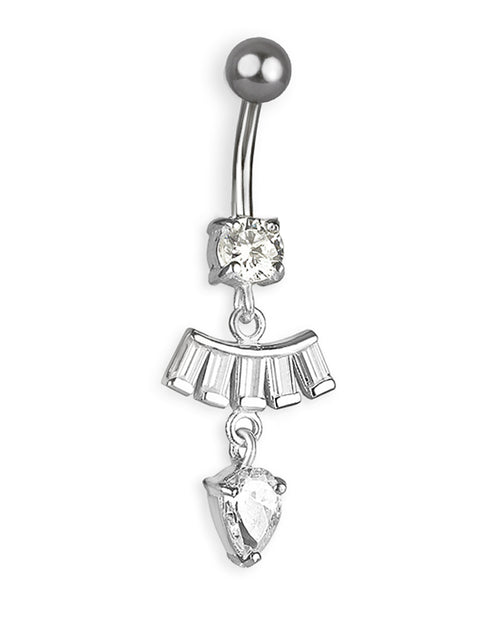 Piercing de ombligo de titanio con colgante de plata y circonitas transparentes