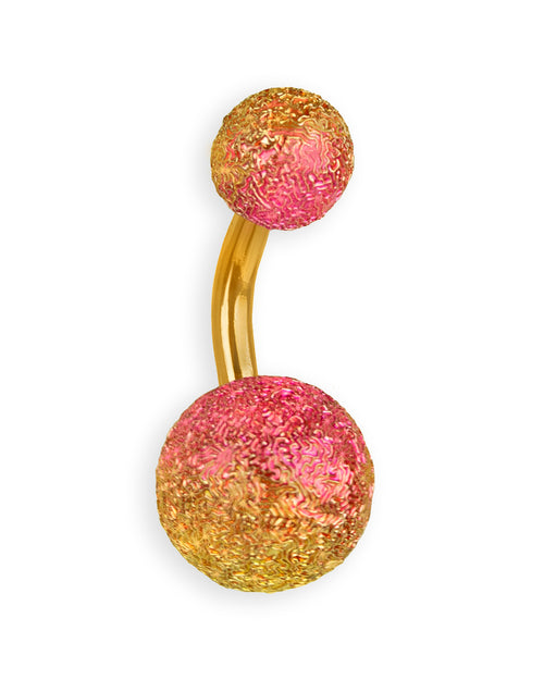 Piercing de ombligo basic brillante en rosa y dorado – Barra 6 mm
