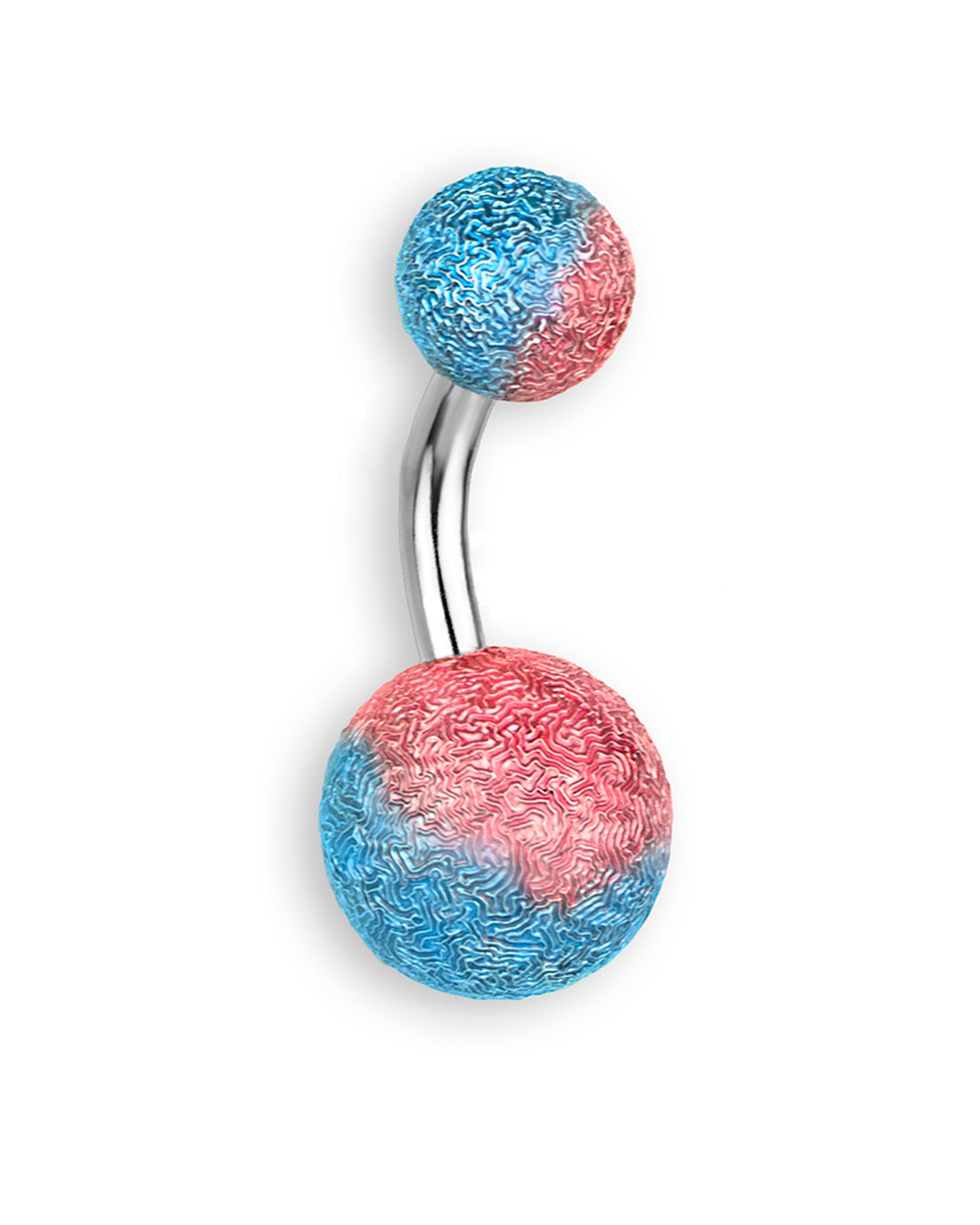 Piercing de ombligo brillante azul y rosa – Barra 6 mm