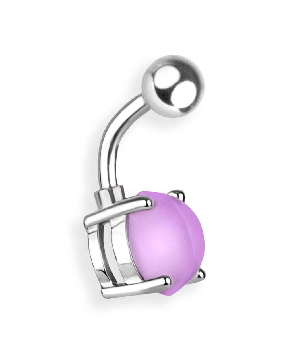 Piercing de ombligo con piedra lila transparente – Barra 6 mm