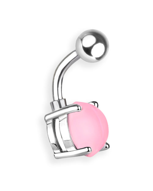 Piercing de ombligo con piedra rosa transparente – Barra 6 mm