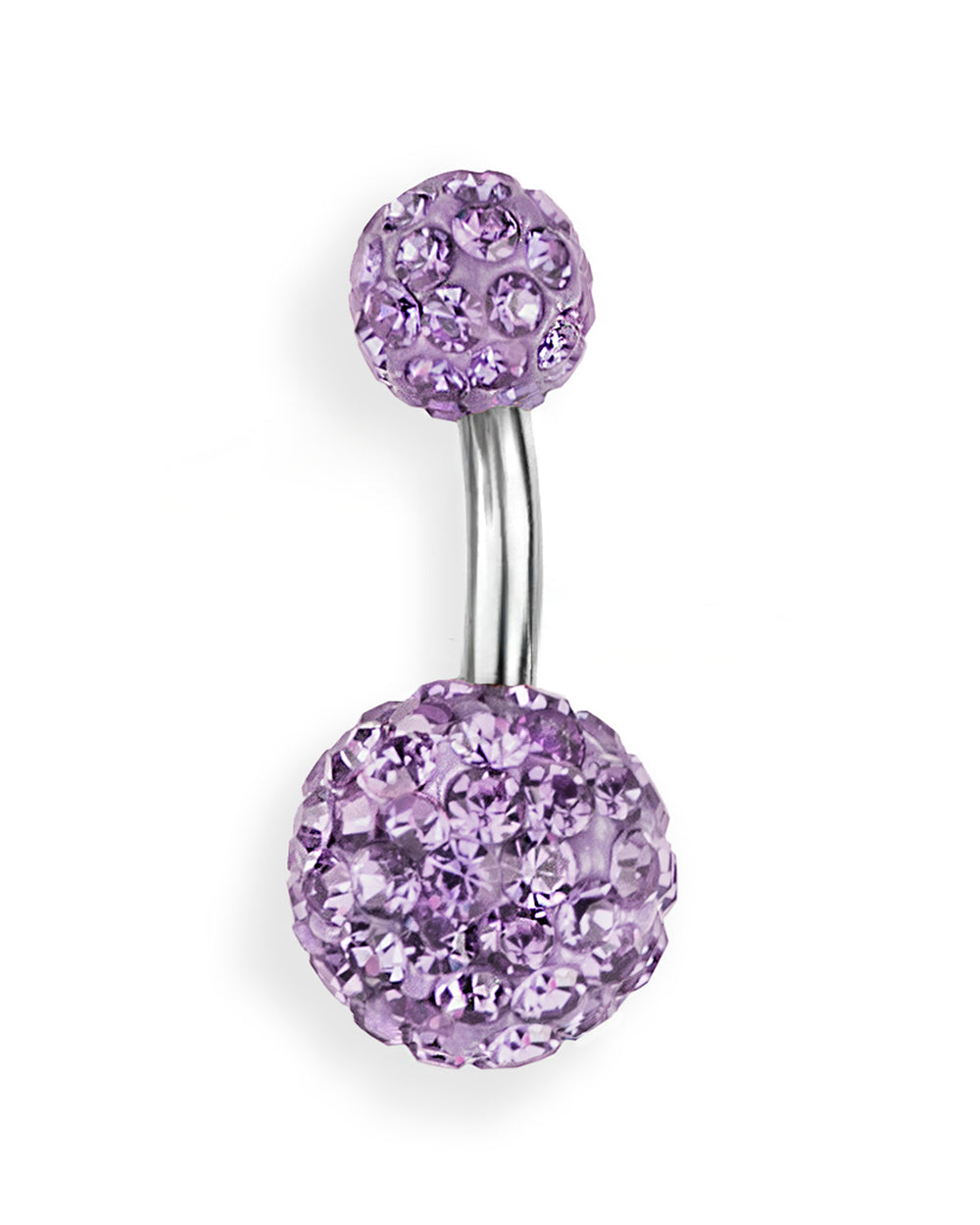 Piercing de ombligo lleno de cristales lila – Barra 6 mm