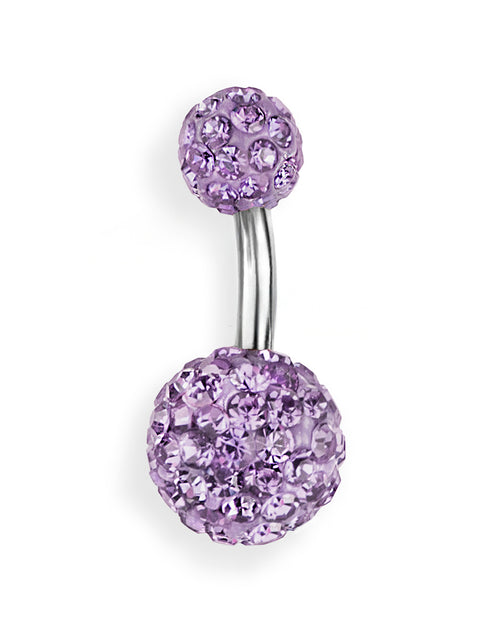 Piercing de ombligo lleno de cristales lila – Barra 6 mm