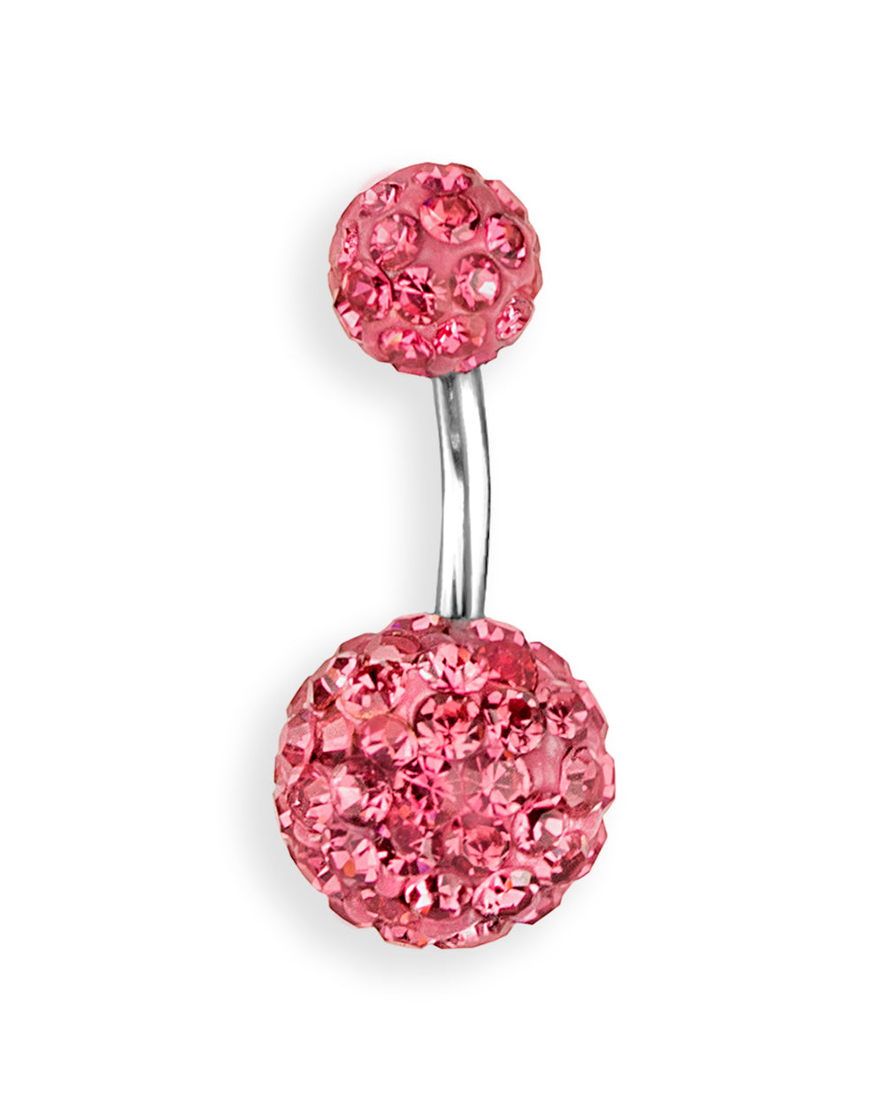 Piercing de ombligo con cristales rosa oscuro – Barra 6 mm