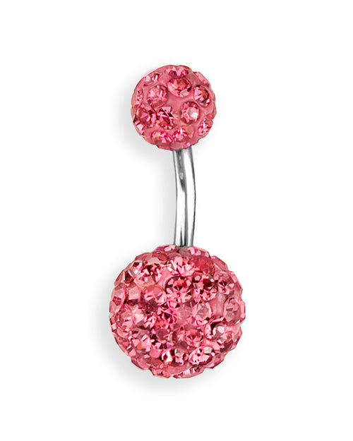 Piercing de ombligo con cristales rosa oscuro – Barra 6 mm