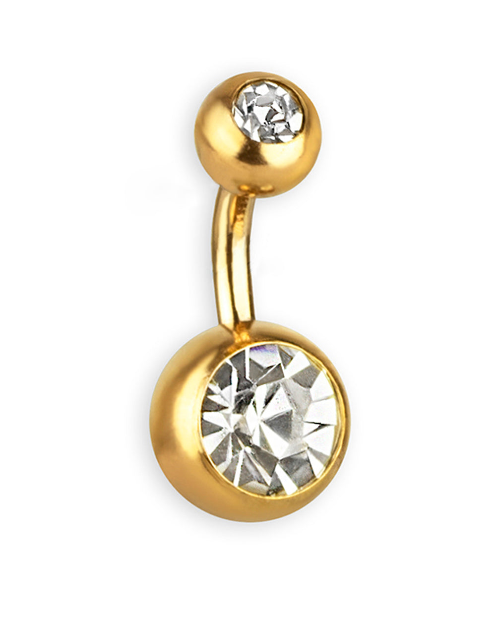 Piercing de ombligo basic dorado con circonitas transparentes – Barra 6 mm