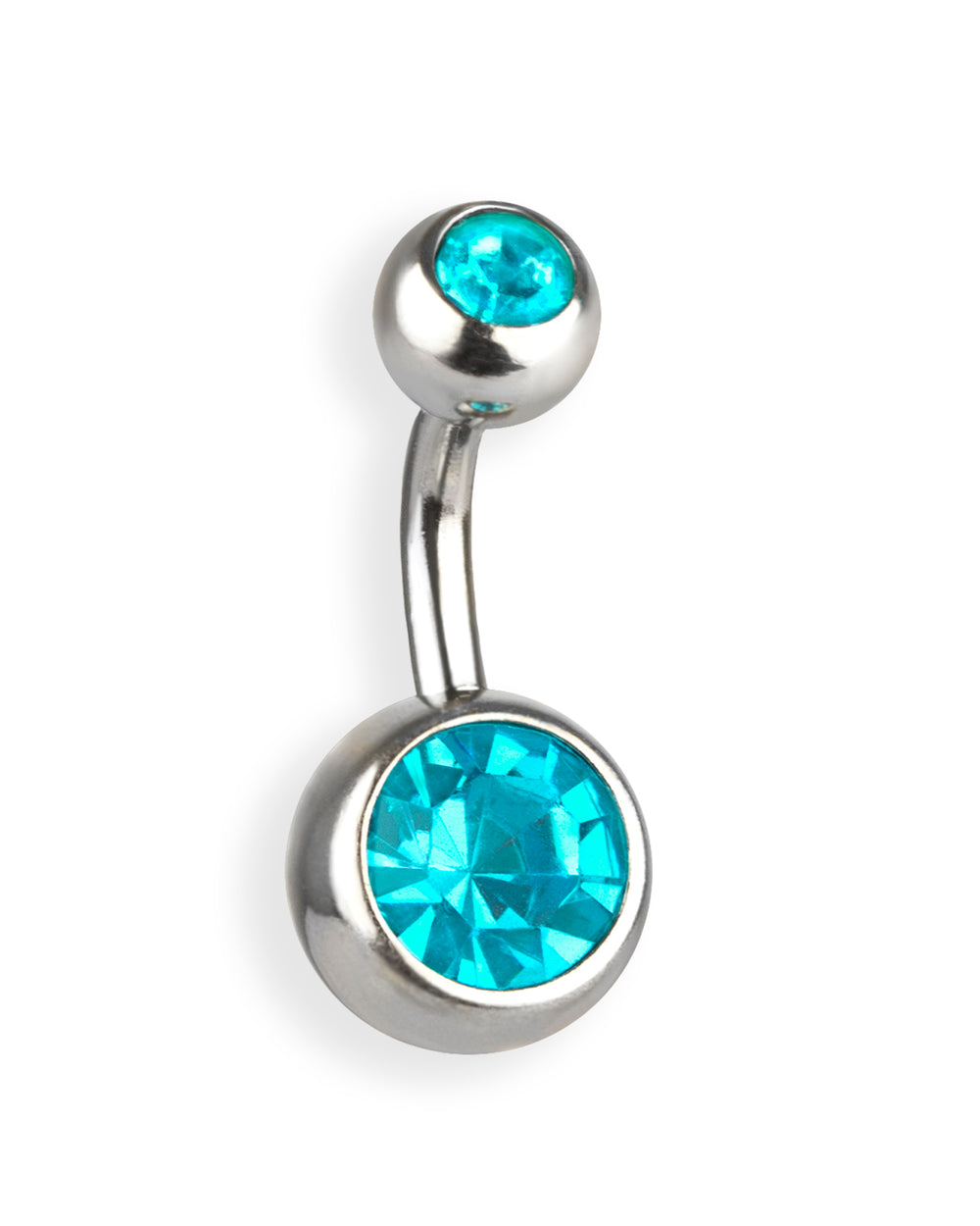 Piercing de ombligo doble joya con circonitas aqua – Barra 6 mm
