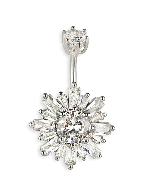 Piercing de ombligo exclusivo repleto de circonitas brillantes – Barra 6 mm