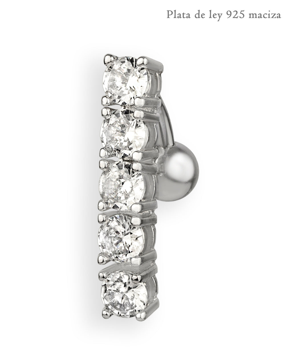 Piercing de ombligo invertido (reversed) de plata de ley 925 con circonitas – Barra 6 mm