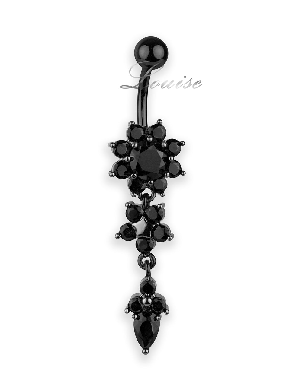 Piercing de ombligo blackline con zirconias negras